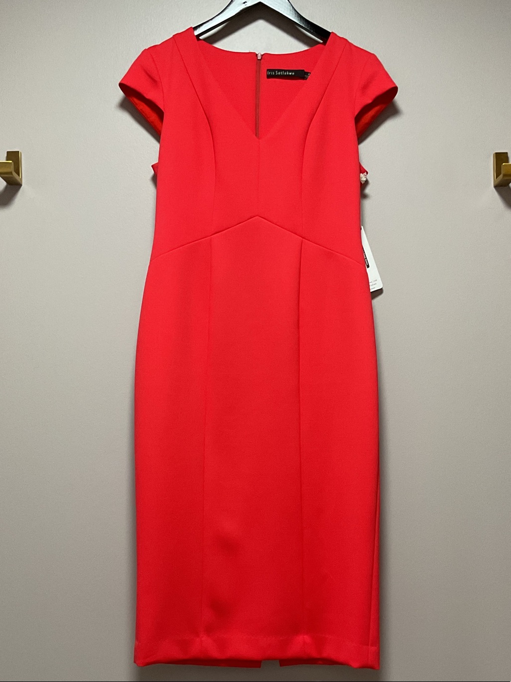 Iris Setlakwe Vibrant Red Midi Sheath Dress